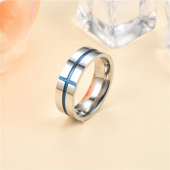 Personalized Stainless Steel Blue Cross Ring
