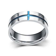 Personalized Stainless Steel Blue Cross Ring