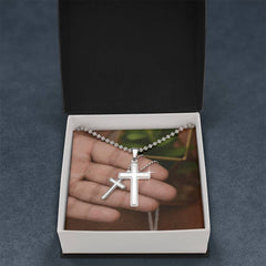 Artisan Cross Necklace with Ball Chain