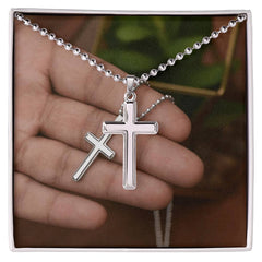 Artisan Cross Necklace with Ball Chain