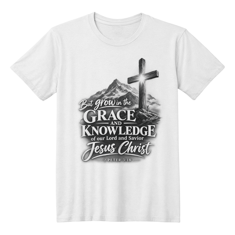 Grace Upon the Mountain — 2 Peter 3:18 Christian T-Shirt