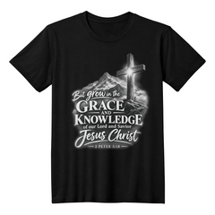 Grace Upon the Mountain — 2 Peter 3:18 Christian T-Shirt