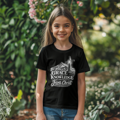 Grace Upon the Mountain — 2 Peter 3:18 Christian Youth T-Shirt