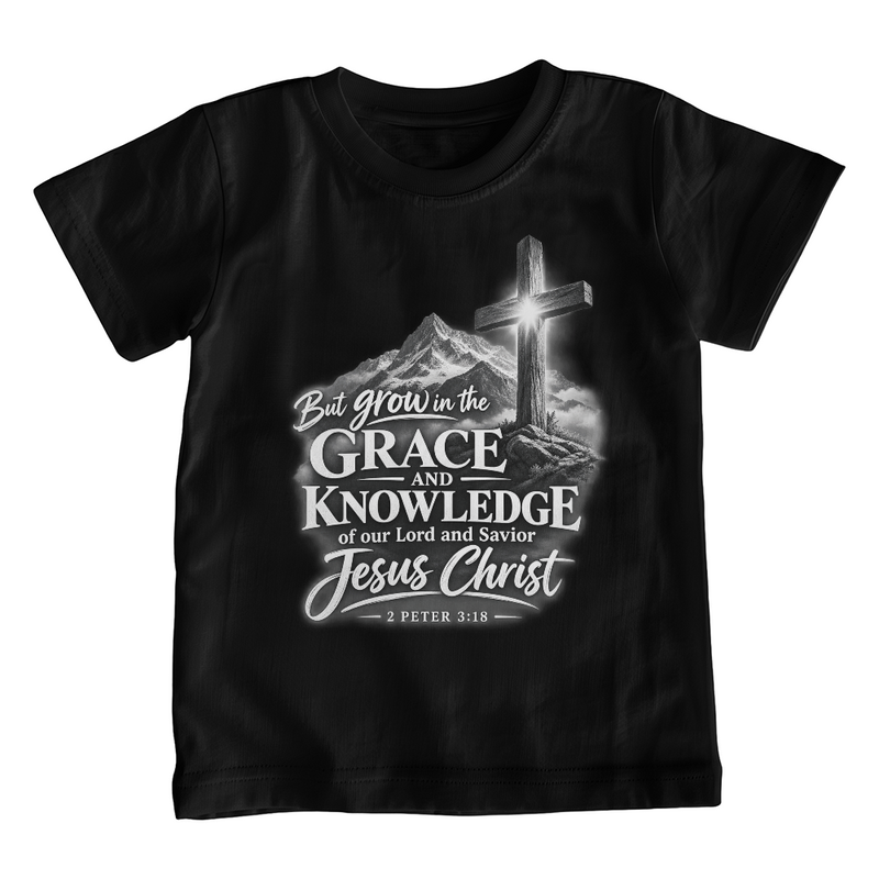 Grace Upon the Mountain — 2 Peter 3:18 Christian Youth T-Shirt