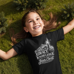 Grace Upon the Mountain — 2 Peter 3:18 Christian Youth T-Shirt